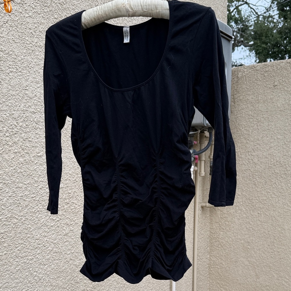 Last Tango Elegant Black Ruched Blouse